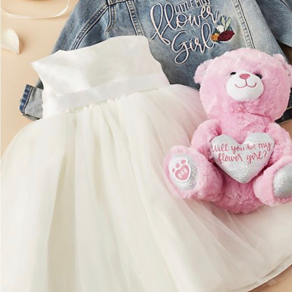 David’s Bridal size 6 flower girl white dress with satin top and tulle bottom